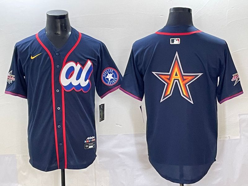 Men 2025 Houston Astros Blank Drak Blue All star Nike MLB Jersey style 1->houston astros->MLB Jersey